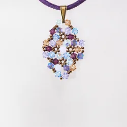 Pendant 30cm - Shea Rhombus S-Purple Suedine - Pendant 30cm - Laiton bronze